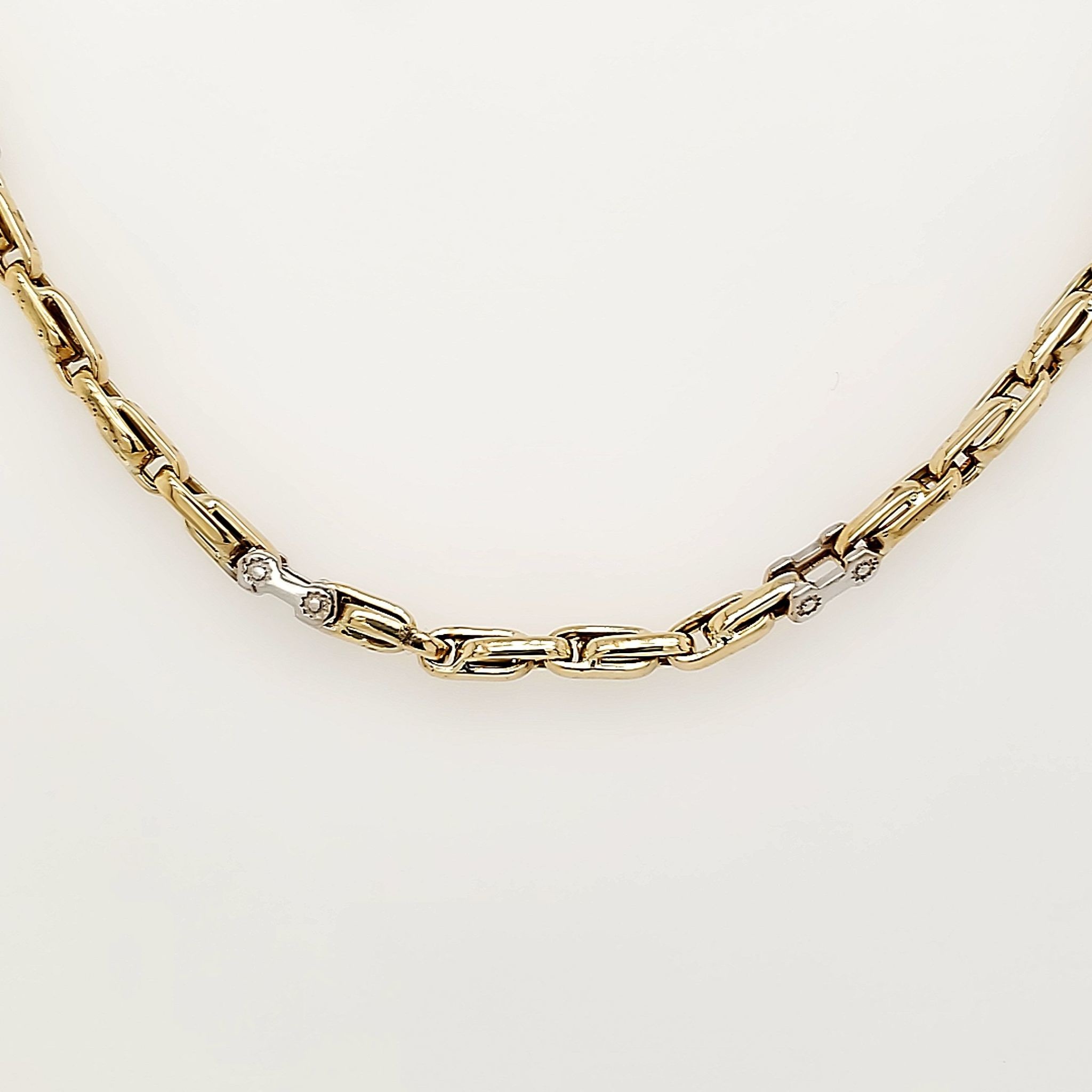 20387 14K 2 TONE 3.8MM MECHANICAL LINK MENS BRACELET