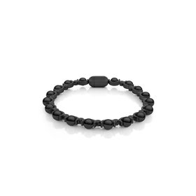 ITALGEM STAINLESS STEEL MENS SAND BLASTED BLACK BEAD MAGNETIC CLASP BRACELET