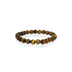 ITALGEM STAINLESS STEEL MENS YELLOW TIGER  EYE BEAD BRACELET