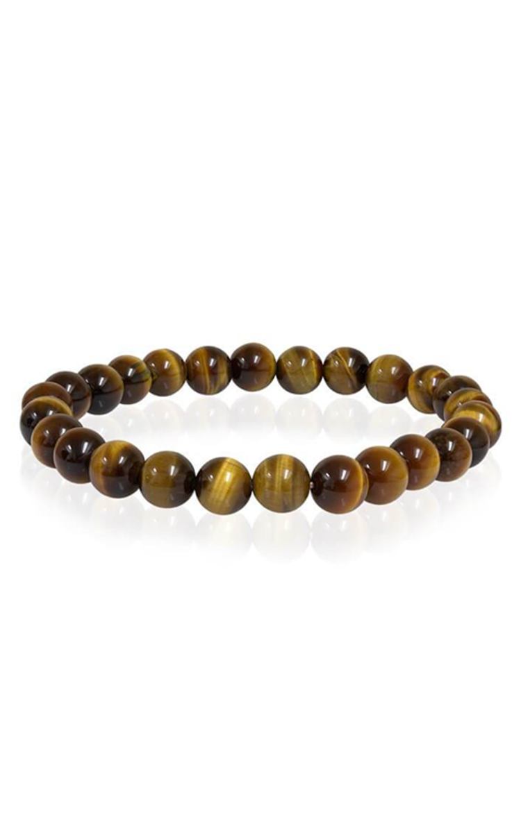ITALGEM STAINLESS STEEL MENS YELLOW TIGER  EYE BEAD BRACELET