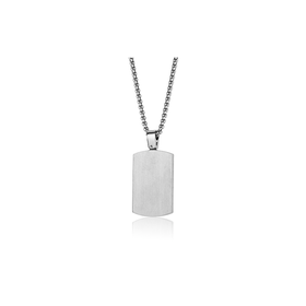 ITALGEM STAINLESS STEEL  MENS 22" ROUND BOX CHAIN MATE - HIGH POLISH FINISH DOG TAG NECKLACE