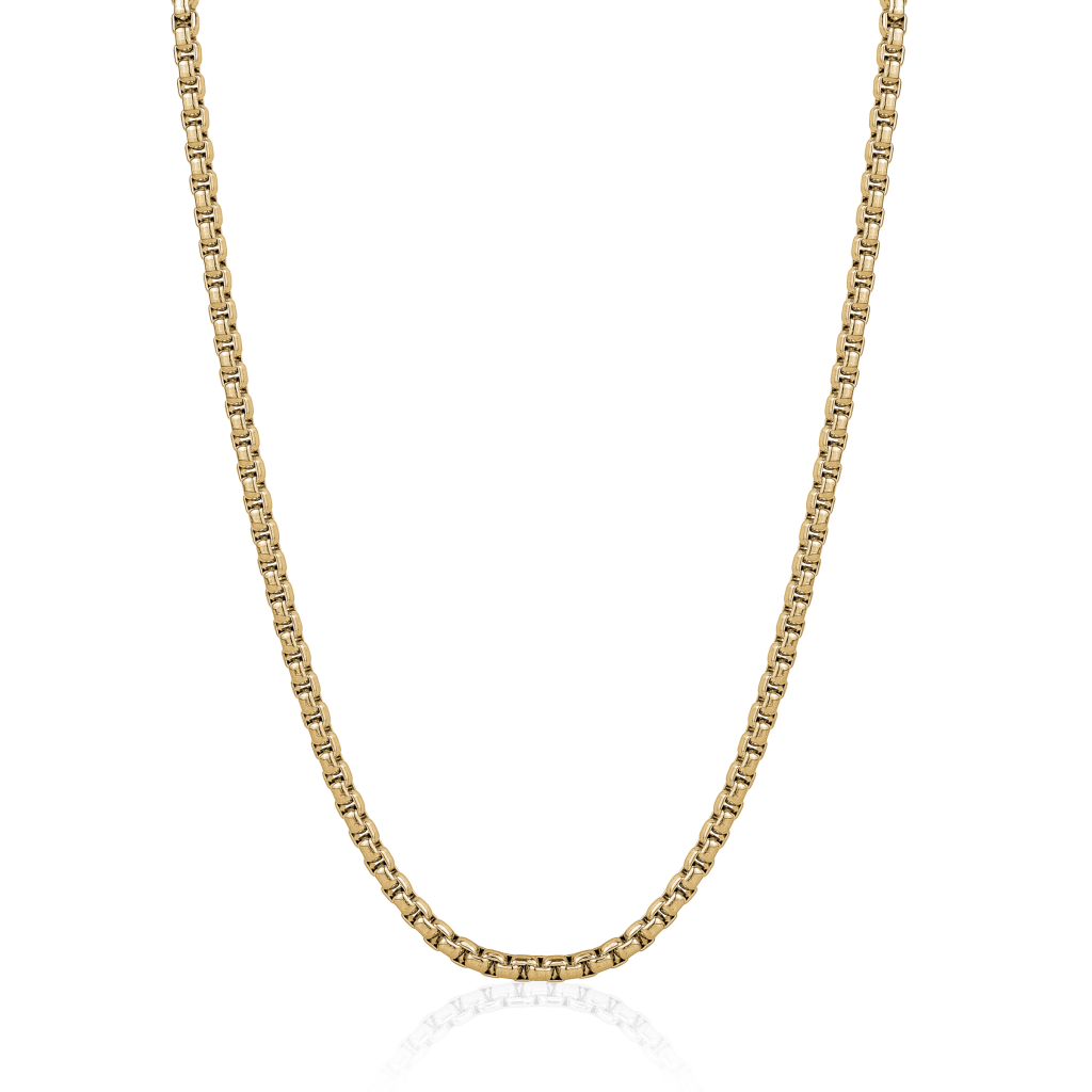 ITALGEM STAINLESS STEEL MENS 24" GOLD PLATED ROUND BOX LINK CHAIN ITALGEM STAINLESS STEEL MENS 24" GOLD PLATED ROUND BOX LINK CHAIN