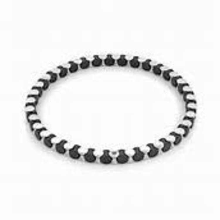 ITALGEM STAINLESS STEEL MENS BLACK MATTE BLACK CUBIC ZIRCONIA 4MM STRETCH BRACELET