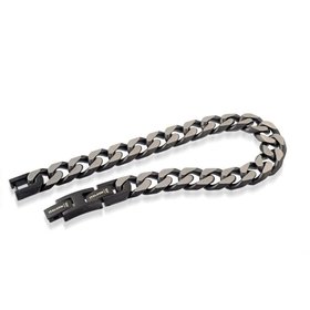 ITALGEM STAINLESS STEEL MENS BLACK MATTE MIAMI CUBAN LINK BARCELET
