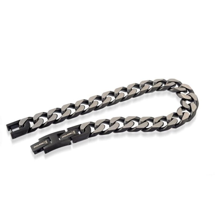 ITALGEM STAINLESS STEEL MENS BLACK MATTE MIAMI CUBAN LINK BARCELET