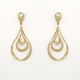 30449 14K YELLOW GOLD .39CTW DIAMOND TRIPLE  OPEN PEAR SHAPE HANGING EARRINGS