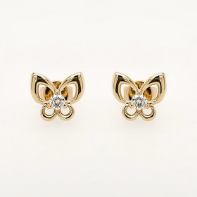 30446 14K YELLOW GOLD .07CTW DIAMOND OPEN BUTTERFLY EARRINGS