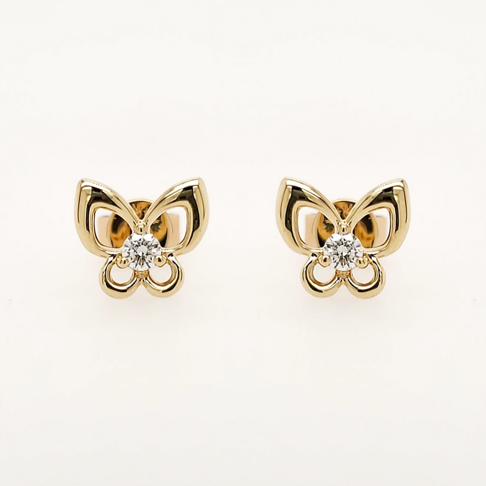 30446 14K YELLOW GOLD .07CTW DIAMOND OPEN BUTTERFLY EARRINGS