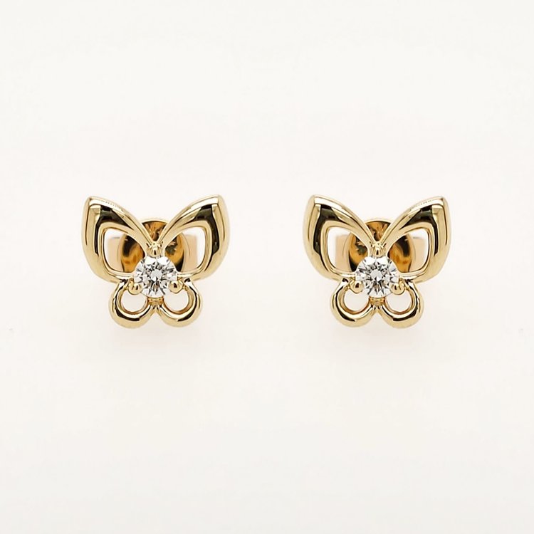 30446 14K YELLOW GOLD .07CTW DIAMOND OPEN BUTTERFLY EARRINGS