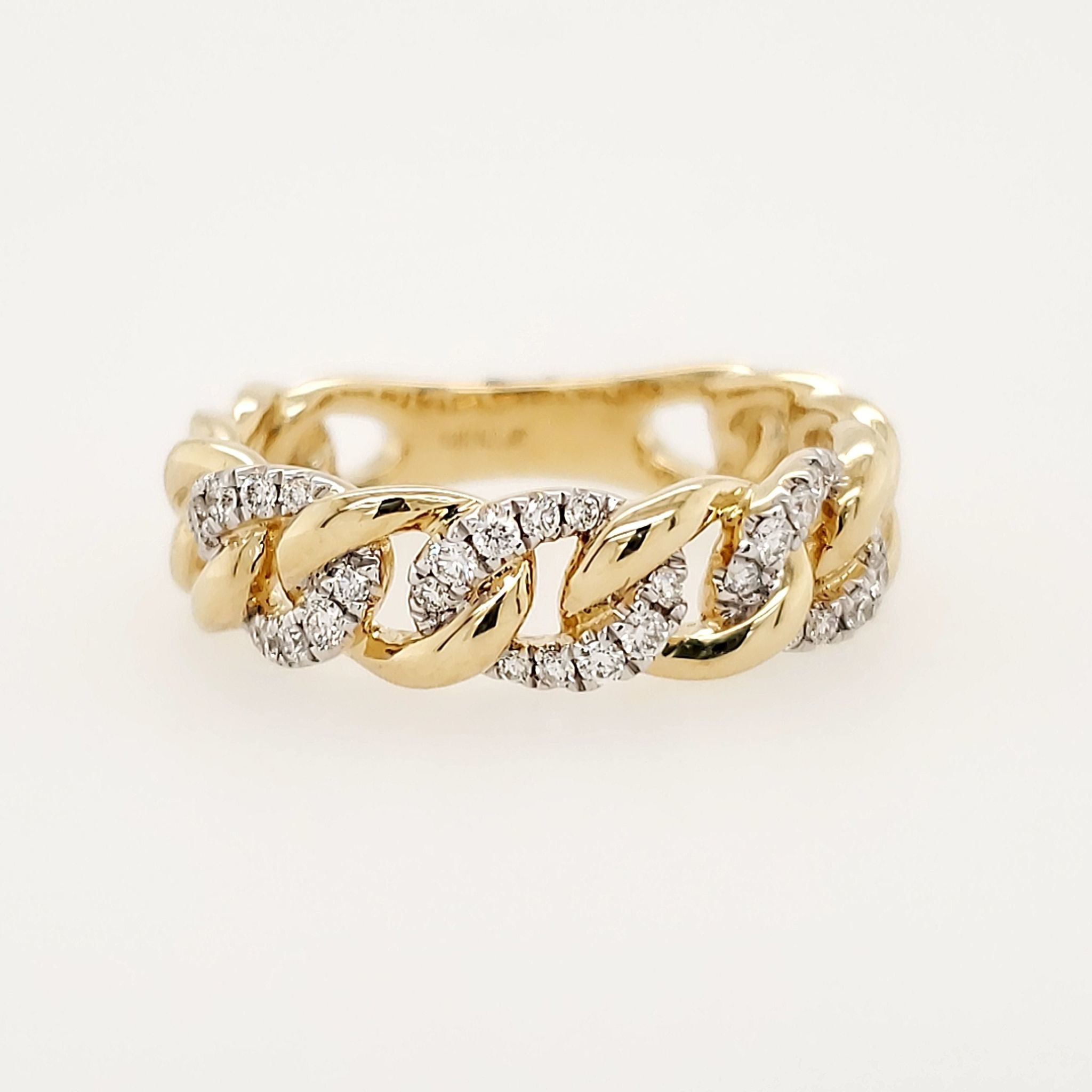 40069 14K YELLOW GOLD .23CTW DIAMOND MIAMI CUBAN RING