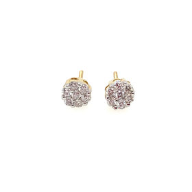 30453 14K YELLOW GOLD 7MM CUBIC ZIRCONIA  CLUSTER FLOWER STUDS