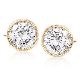 30454 14K YELLOW GOLD CUBIC ZIRCONIA BEZEL SET STUDS