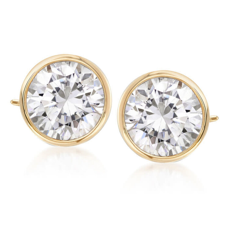 30454 14K YELLOW GOLD CUBIC ZIRCONIA BEZEL SET STUDS