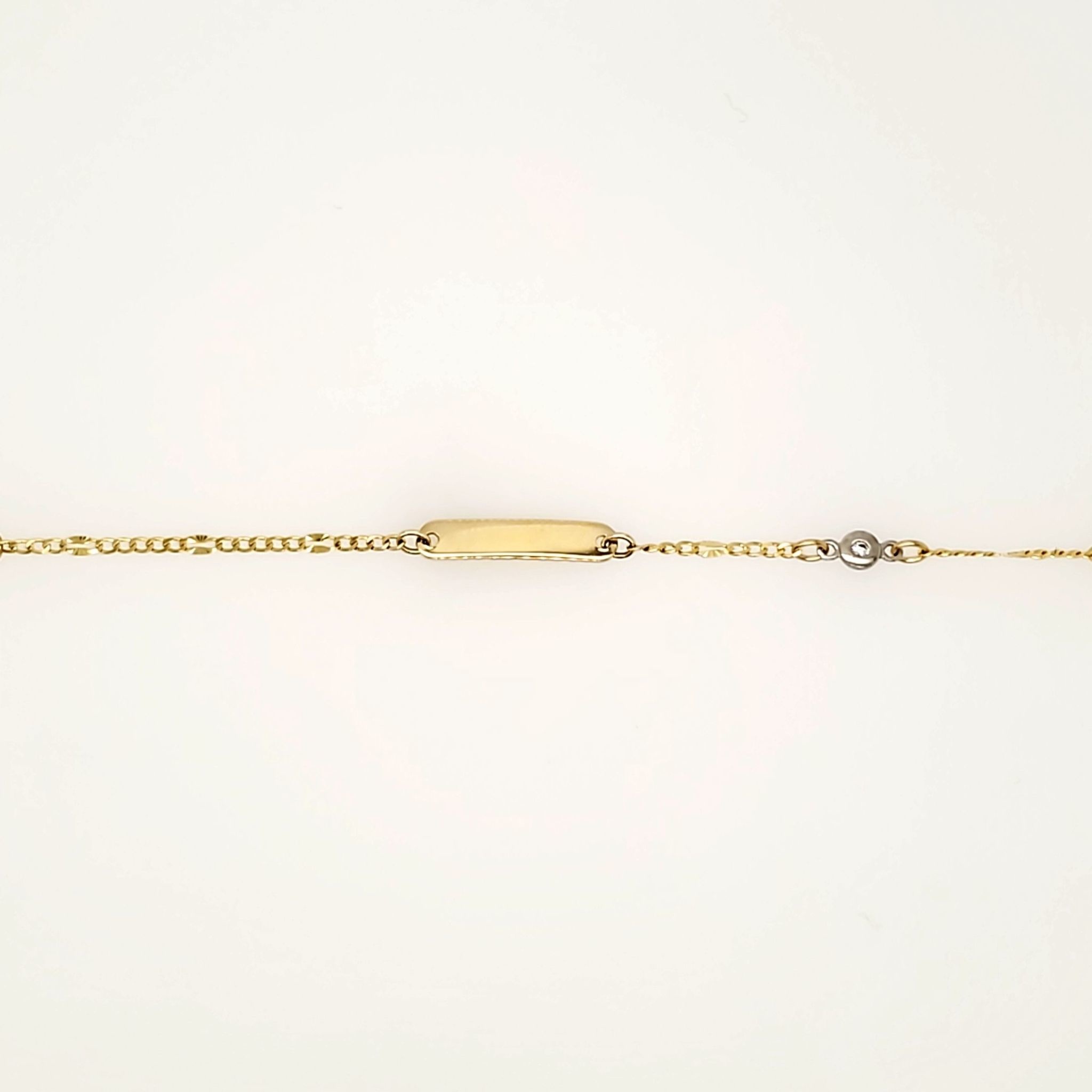 20095 14K YELLOW GOLD SMALL ID BAR AND CUBIC ZIRCONIA WITH DIAMOND CUT FANCY CUBAN BABY BRACELET 20095 14K YELLOW GOLD SMALL ID BAR AND CUBIC ZIRCONIA WITH DIAMOND CUT FANCY CUBAN BABY BRACELET
