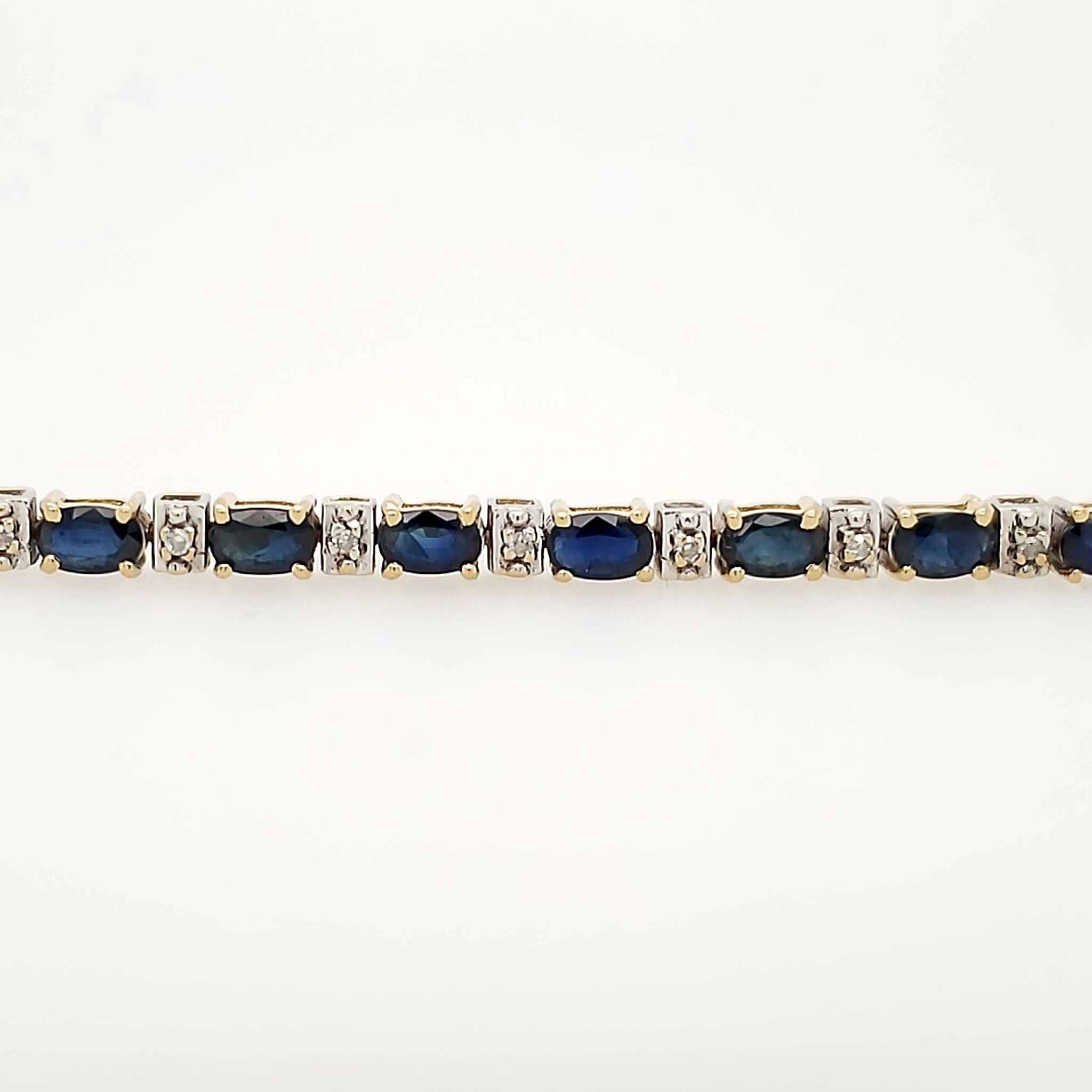 20087 14K YELLOW GOLD DIAMOND AND OVAL SHAPE SAPPHIRE TENNIS BRACELET