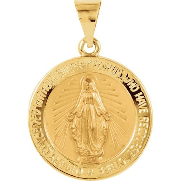 77114 14K YELLOW GOLD 21MM MIRACULOUS MEDAL