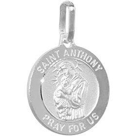 77116  14K WHITE GOLD 17.25MM ROUND SAINT ANTHONY MEDAL