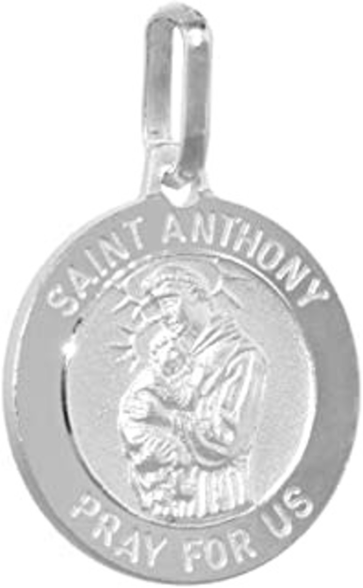 77116  14K WHITE GOLD 17.25MM ROUND SAINT ANTHONY MEDAL