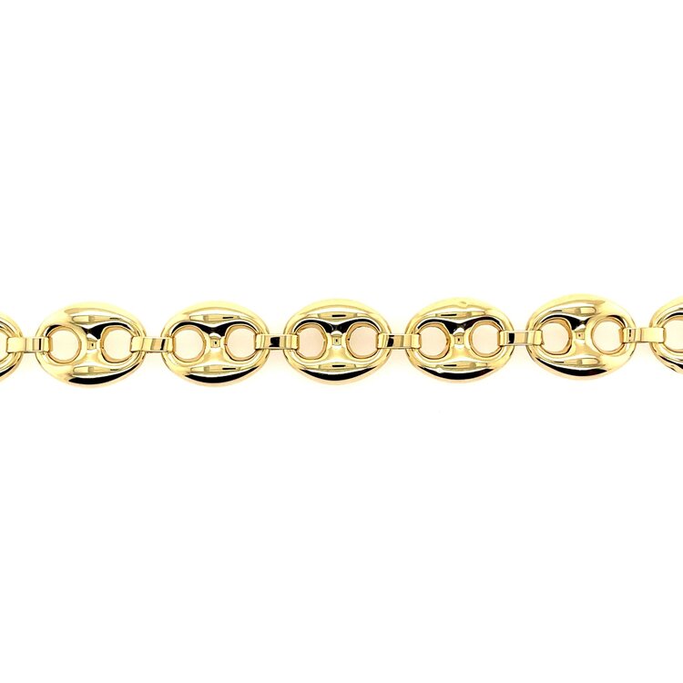20098 14K YELLOW GOLD 13MM PUFFY GUCCI LINK  7" WOMENS BRACELET