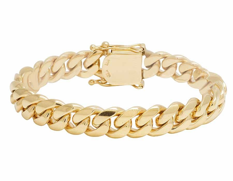 25095 14K YELLOW GOLD 9MM MIAMI CUBAN LINK 9" MENS BRACELET