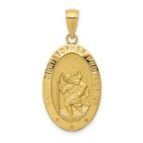 77131 14 YELLOW GOLD 19MM OVAL SHAPE  SAINT CHRISTOPHER MEDAL