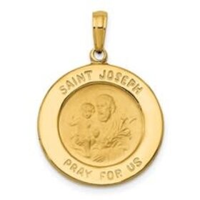 77133 14K YELLOW GOLD 17MM ROUND SAINT JOSEPH MEDAL
