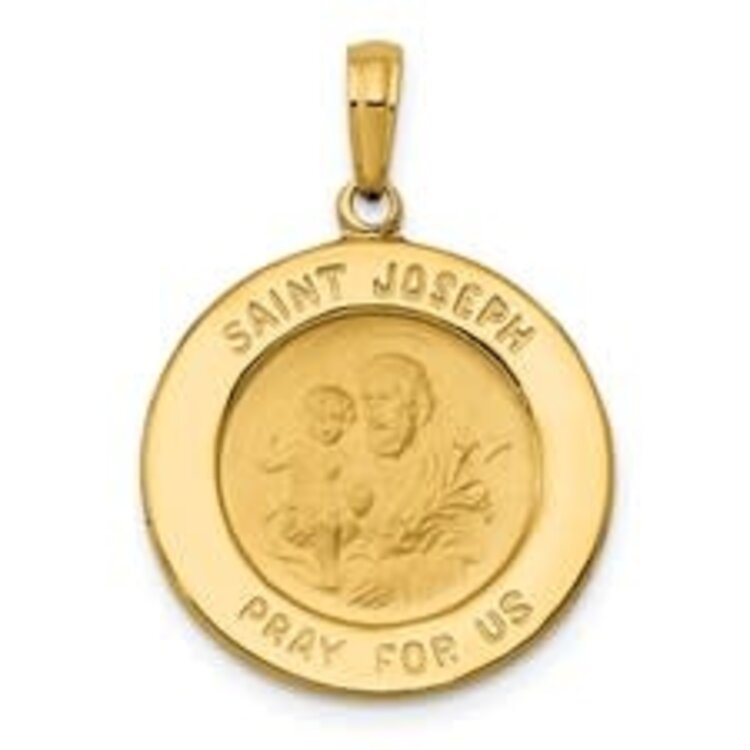 77133 14K YELLOW GOLD 17MM ROUND SAINT JOSEPH MEDAL