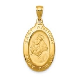 77138 14K YELLOW GOLD 15MM OVAL SHAPE SAINT ANTHONY MEDAL