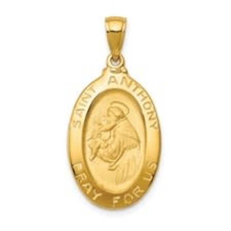 77139 14K YELLOW GOLD 25MM OVAL SHAPE SAINT ANTHONY MEDAL