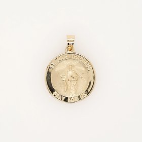 77135 14K YELLOW GOLD 15MM ROUND SAINT JUDE THADDEUS MEDAL