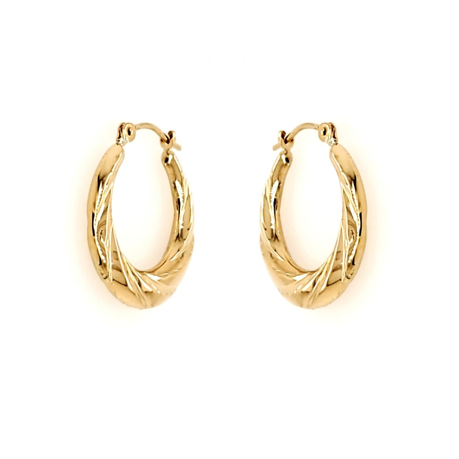 30478 14K YELLOW GOLD .75" HIG POLISH SCALLOPED DESIGN HOOPS