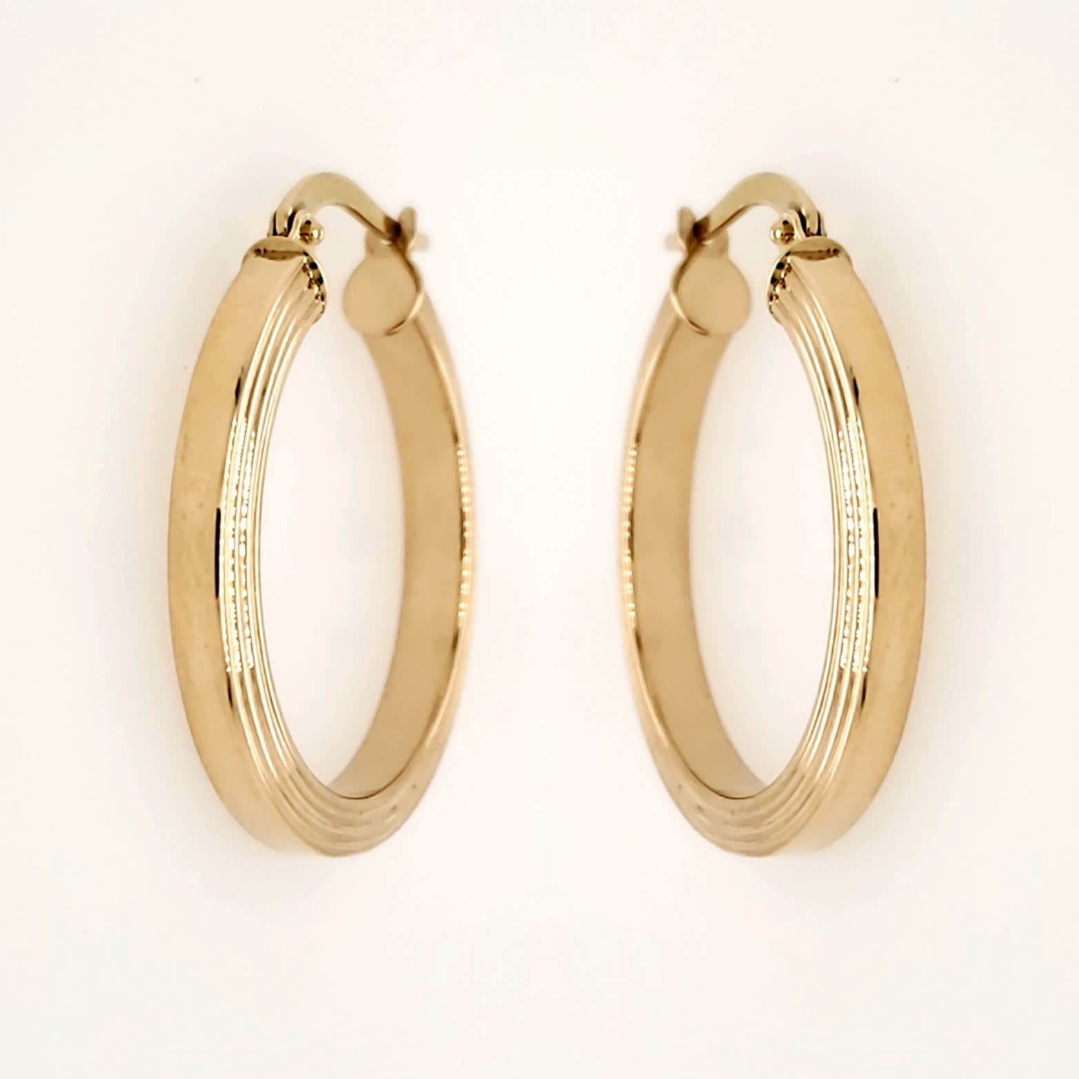 30474 14K YELLOW GOLD 1" LINED 3.33MM HOOPS