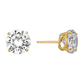 30099 14K YELLOW GOLD 8MM ROUND CUBIC ZIRCONIA STUDS