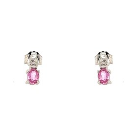 30034 10K WHITE GOLD PINK SAPPHIRE STUDS