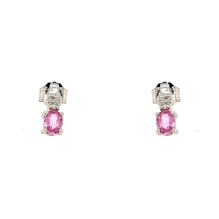30034 10K WHITE GOLD PINK SAPPHIRE STUDS