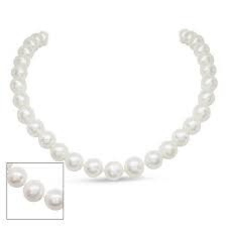 60040 14K YELLOW GOLD LOCK 6.5MM 18" PEARL STRAND NECKLACE