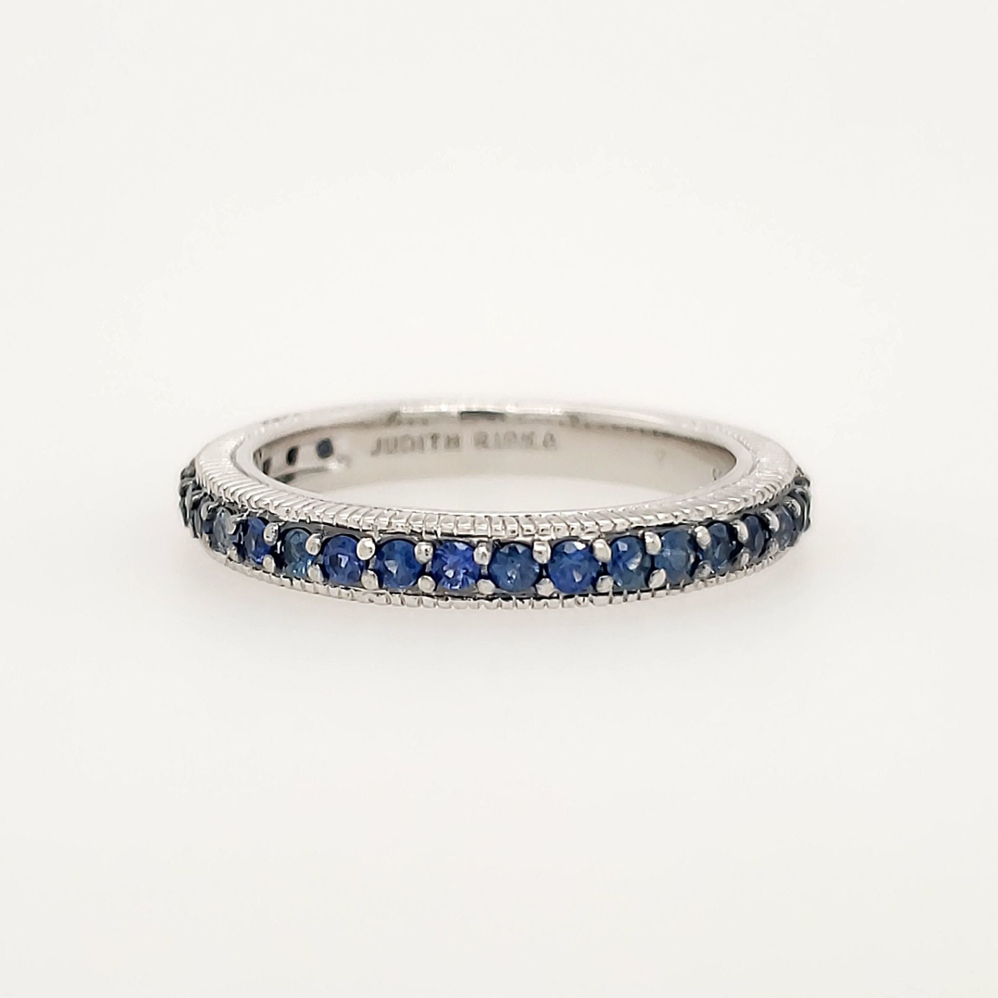 80059 STERLING SILVER JUDITH RIPKA CUBIC ZIRCONIA BLUE ETERNITY WITH SIZING BAR RING