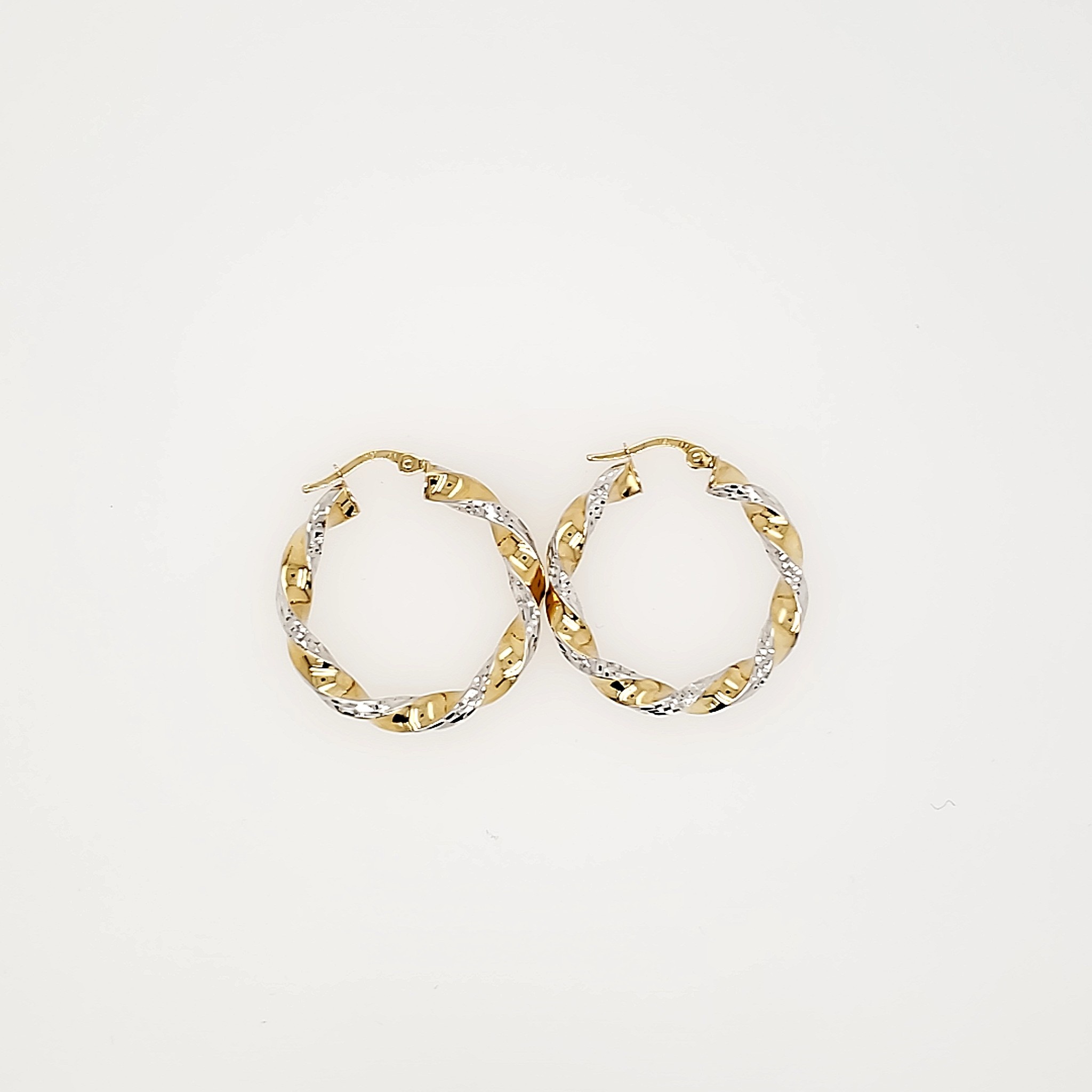 33021 14K 1'' TWO TONE TWIST HOOPS