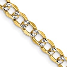 50137 14K 2 TONE 24" CUBAN LINK 3MM CHAIN