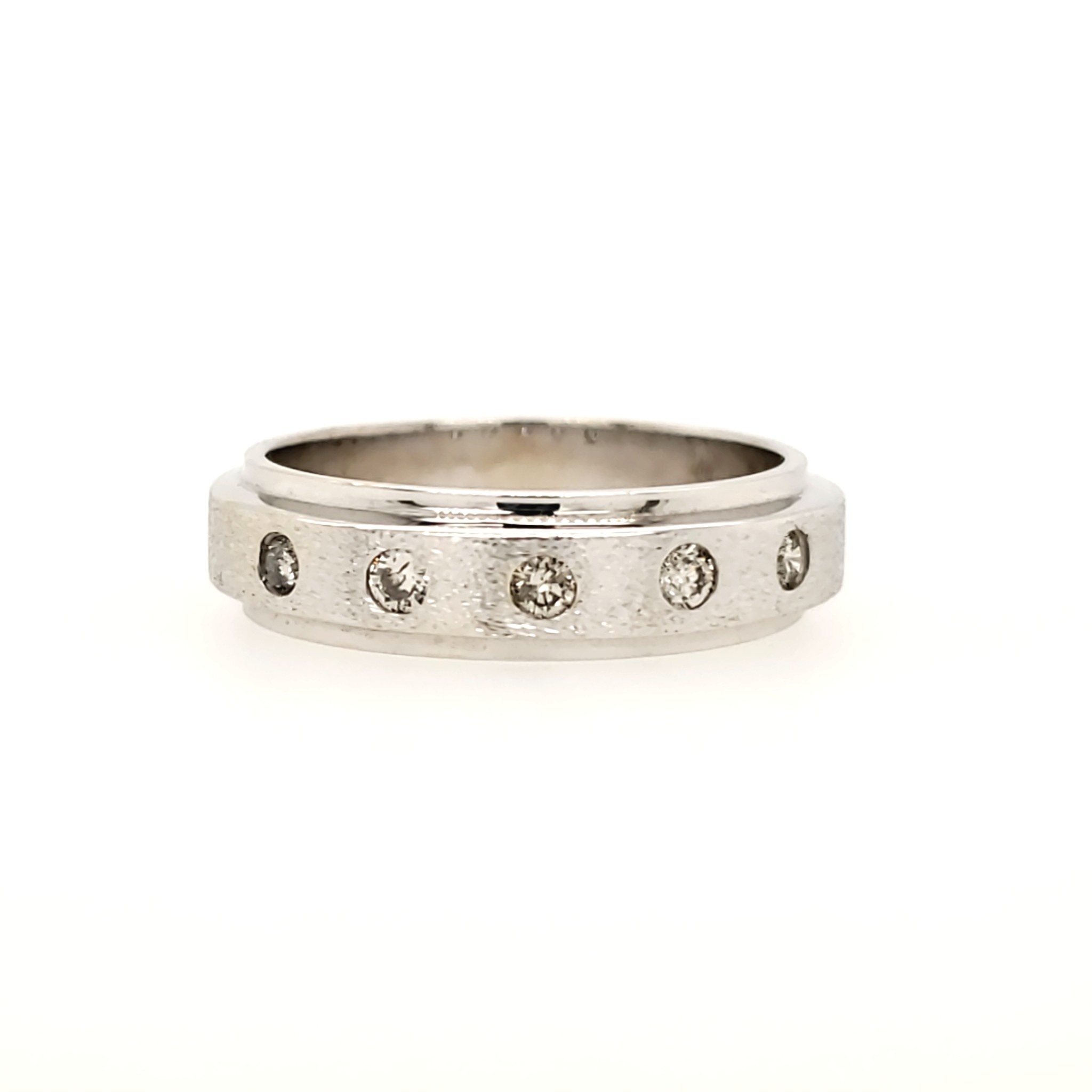 47530 14K WHITE GOLD .15CT BURNISH SET DIAMOND SATIN FINISHED BAND
