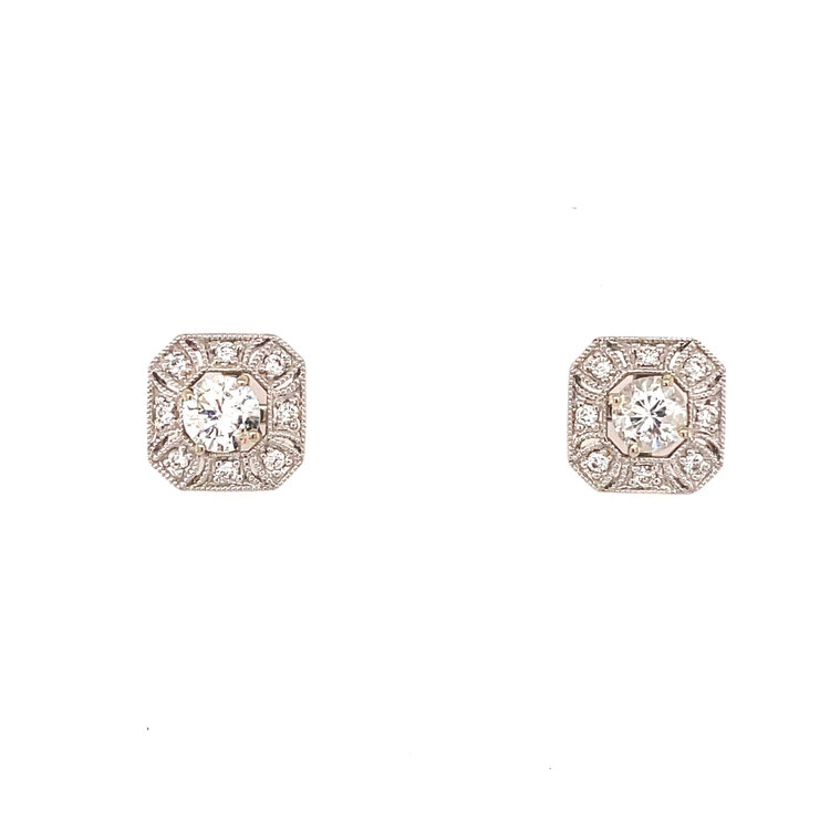 31663 14K WHITE GOLD DIAMOND  SQUARE ANTIQUE DESIGN JACKETS