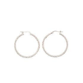32504 14K 1.25'' WHITE GOLD POPCORN TEXTURED HOOPS