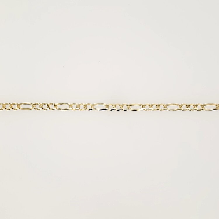25101 14K YELLOW GOLD 8" FIGARO LINK 3.84MM MENS BRACELET