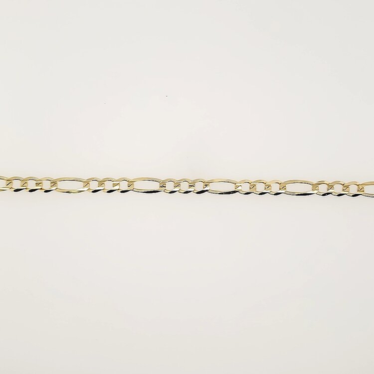 25102 14K YELLOW GOLD 8" FIGARO LINK 4.75MM MENS BRACELET