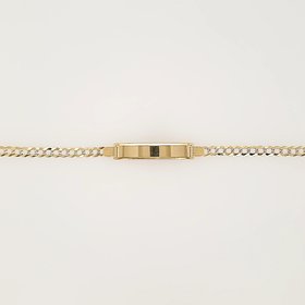 20111 14K 2 TONE DIAMOND CUT 6"  3.65MM CUBAN LINK 6MM BAR BABY NAME ID BRACELET