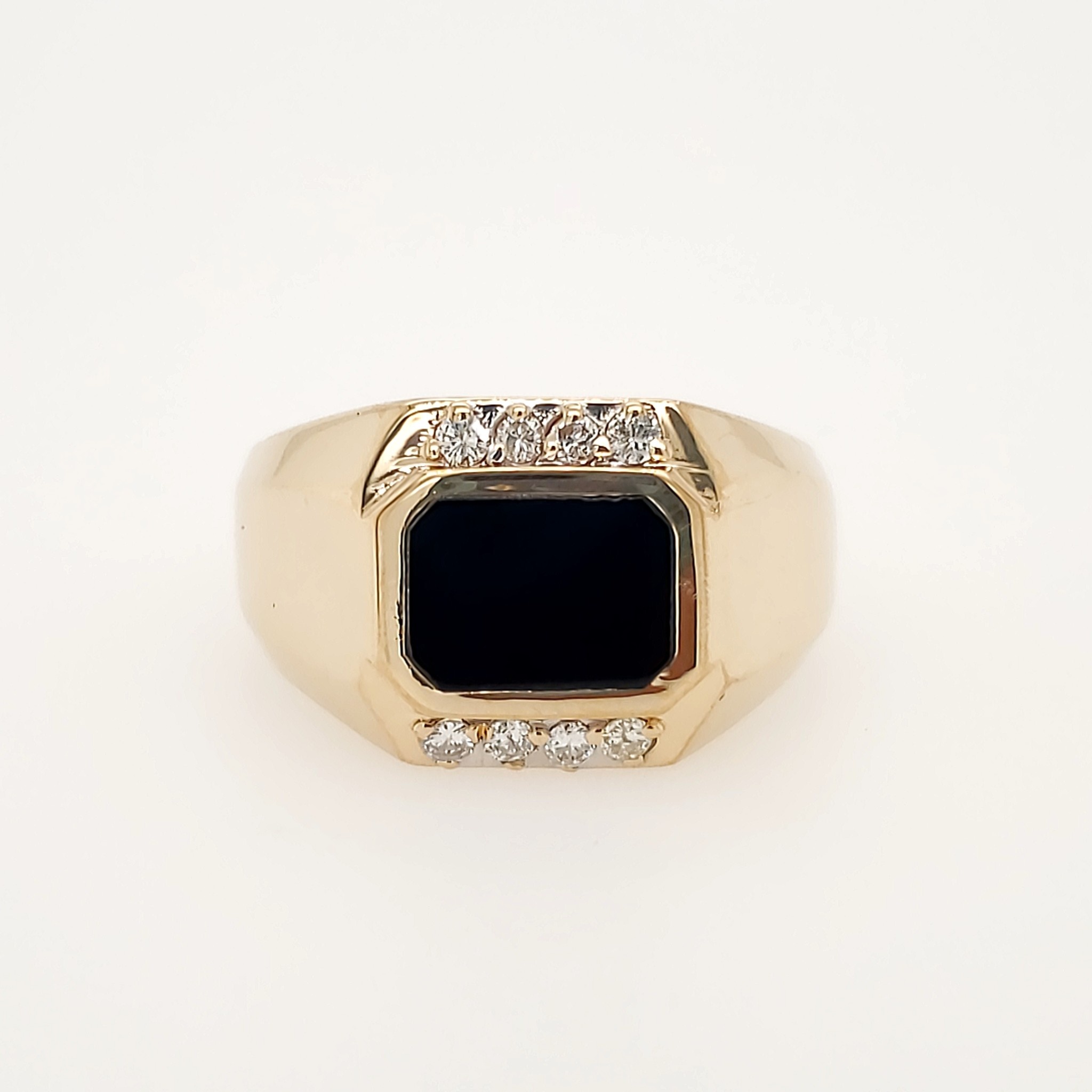 45007 14K YELLOW GOLD .15CT DIAMOND AND SQUARE ONYX MENS RING