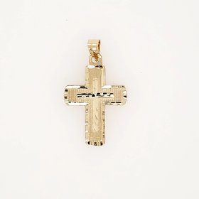 77150 14K YELLOW GOLD  0.75" DIAMOND CUT ON EDGES AND CENTER SMALL CROSS