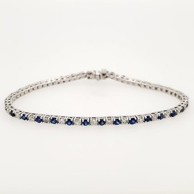 20124 14K WHITE GOLD 1.45CT DIAMOND AND SAPPHIRE TENNIS BRACELET