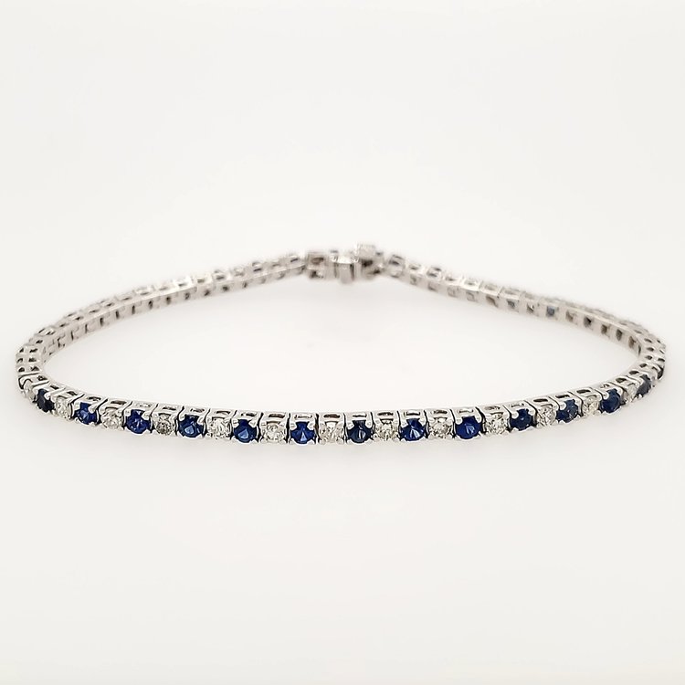 20124 14K WHITE GOLD 1.45CT DIAMOND AND SAPPHIRE TENNIS BRACELET