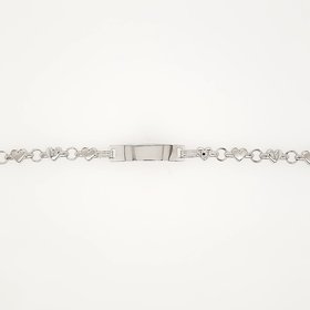 20119 14K WHITE GOLD 6"  BUBBLE HEART HIGH POLISHED AND SATIN FINISHED  NAME ID KIDS BRACELET